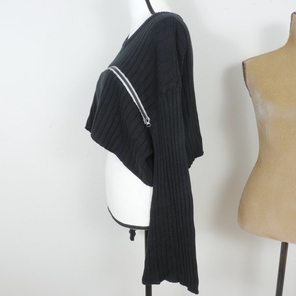 Seek The Label Black Ribbed Cropped Long Sleeve Size Small Sweater - Picture 9 of 11